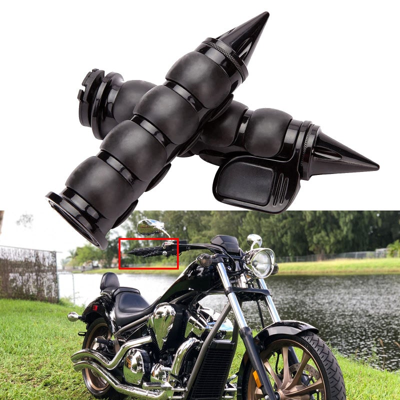 MISS MOLY Pair of 1" Dual Black Motorcycle Bar End Hand Grips Handlebar Compatible with Cruisers Harley Yamaha Suzuki - Image 1